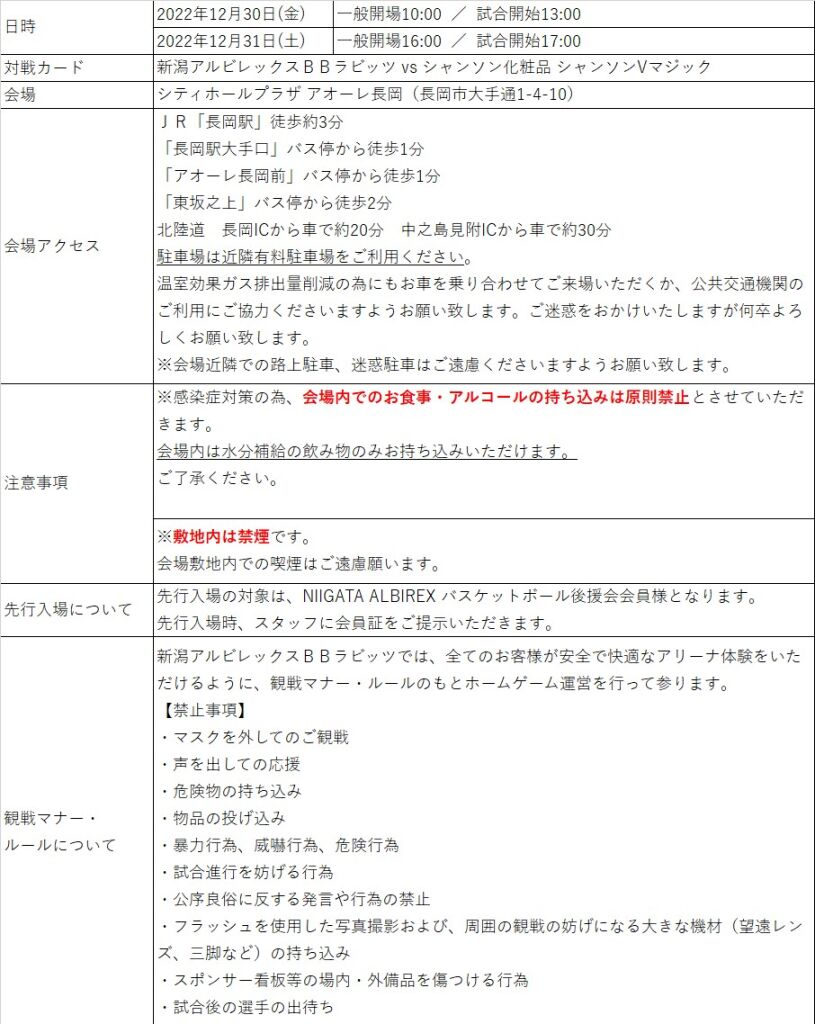 イベント情報第リーグ レギュラーシーズン 長岡大会 第